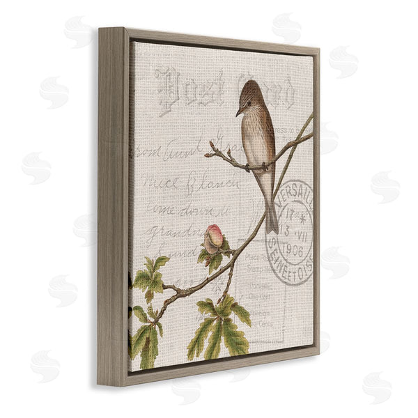Stupell Industries Kim Allen | Song Bird Tree Branch Vintage Postal Card Pattern Wall Art