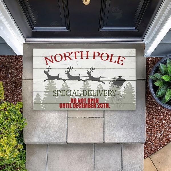 Stupell Industries Kim Allen | Special Delivery Holiday Sleigh Non-Woven Door Mat