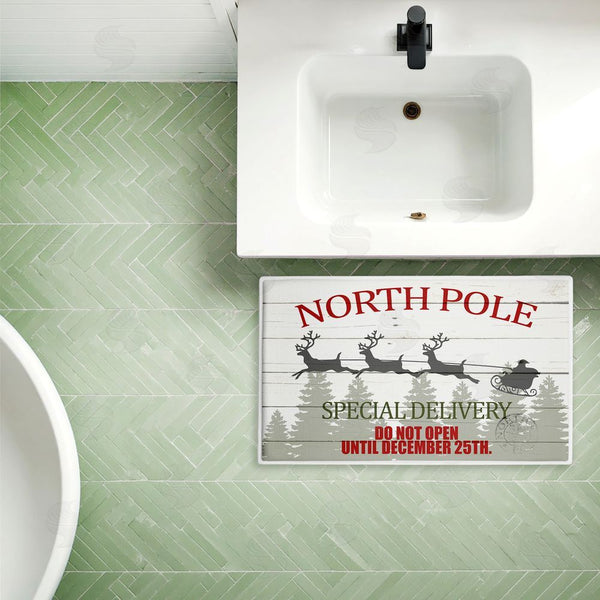 Stupell Industries Kim Allen | Special Delivery Holiday Sleigh Plush Bath Mat