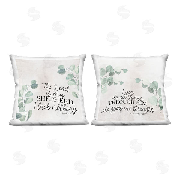 stupell industries Kim Allen | Spiritual Scriptures with Eucalyptus Printed Throw Pillow Set