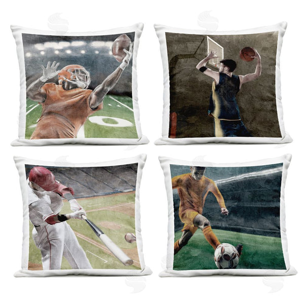 Stupell Industries Kim Allen | Sports Balls In Action Printed Throw Pillow Set