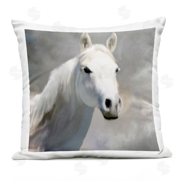 Stupell Industries Kim Allen | Stoic White Horse Rural Countryside Animal Wildlife Printed Throw Pillow