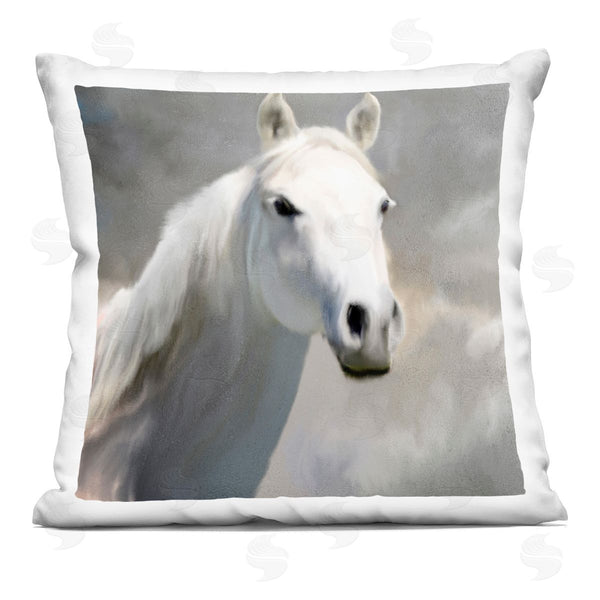 stupell industries Kim Allen | Stoic White Horse Rural Countryside Animal Wildlife Printed Throw Pillow