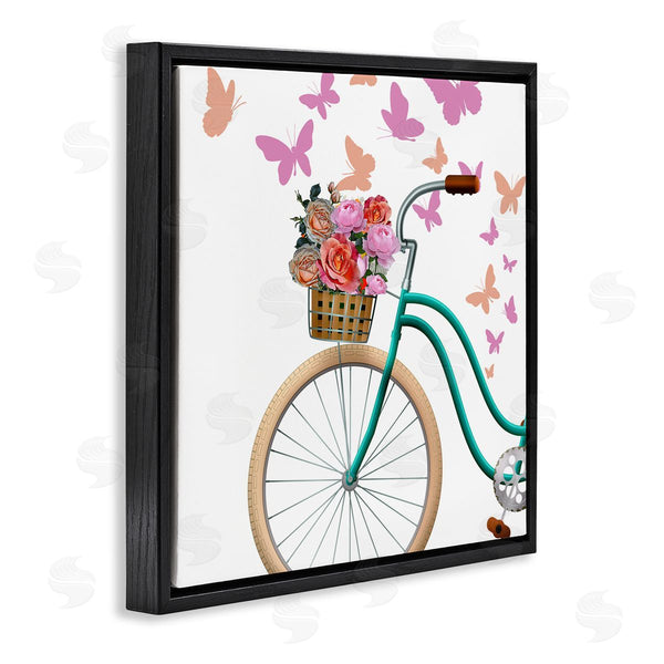 Stupell Industries Kim Allen | Summer Bicycle Flower Basket Pink Fluttering Butterflies Wall Art
