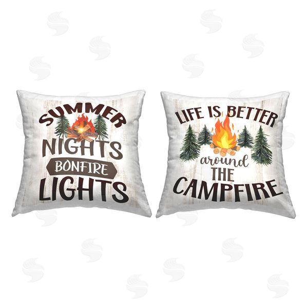 stupell industries Kim Allen | Summer Camping Phrases Printed Throw Pillow Set