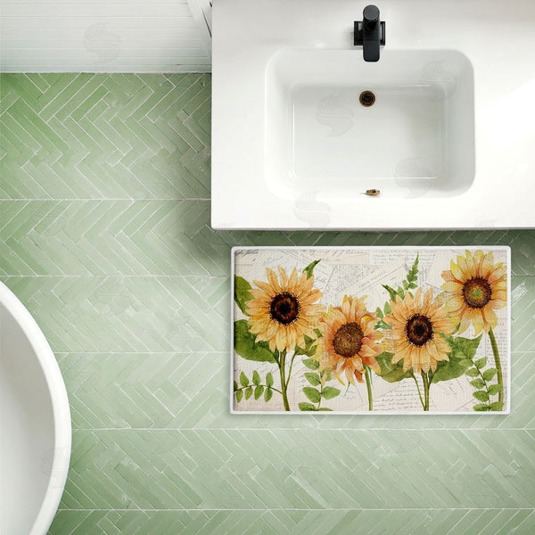 Stupell Industries Kim Allen | Sunflowers & Vintage Letter Mail Plush Bath Mat