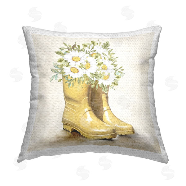 Stupell Industries Kim Allen | Sunny Garden Boots Printed Throw Pillow