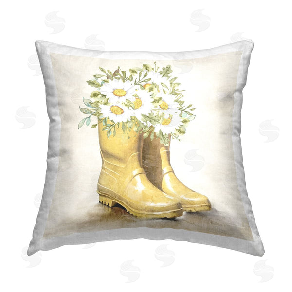 stupell industries Kim Allen | Sunny Garden Boots Printed Throw Pillow