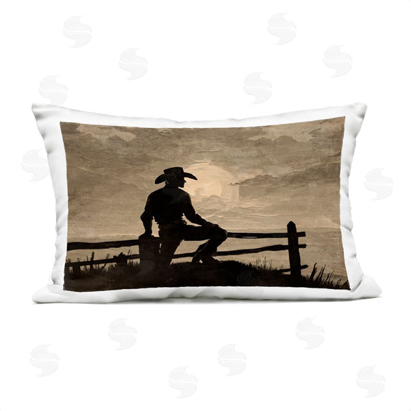 Stupell Industries Kim Allen | Sunset Cowboy Fence Silhouette Printed Throw Pillow