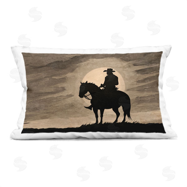 stupell industries Kim Allen | Sunset Cowboy with Horse Printed Throw Pillow