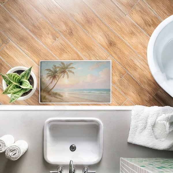 Stupell Industries Kim Allen | Sunset View Beach Palms Plush Bath Mat