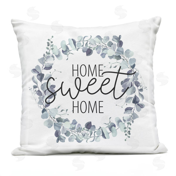 Stupell Industries Kim Allen | Sweet Home Greeting Blue Eucalyptus Botanicals Printed Throw Pillow