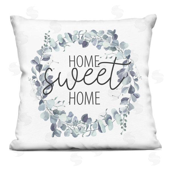stupell industries Kim Allen | Sweet Home Greeting Blue Eucalyptus Botanicals Printed Throw Pillow