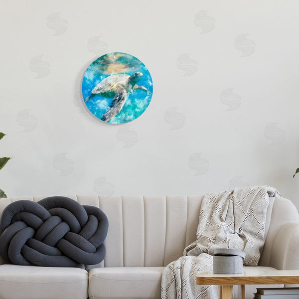 Stupell Industries Kim Allen | Swimming Sea Turtle Aquatic Reptile Design Wall Art