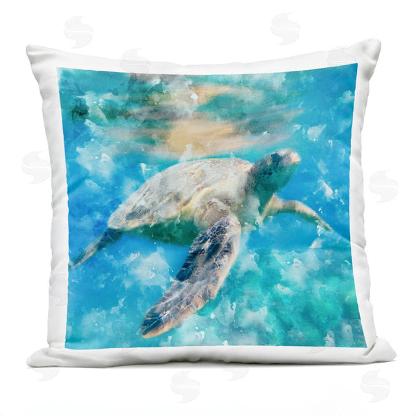 Stupell Industries Kim Allen | Swimming Sea Turtle Aquatic Reptile Design Printed Throw Pillow