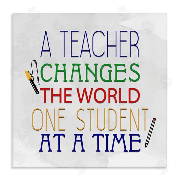 stupell industries Kim Allen | Teacher Changes The World Phrase Wall Art