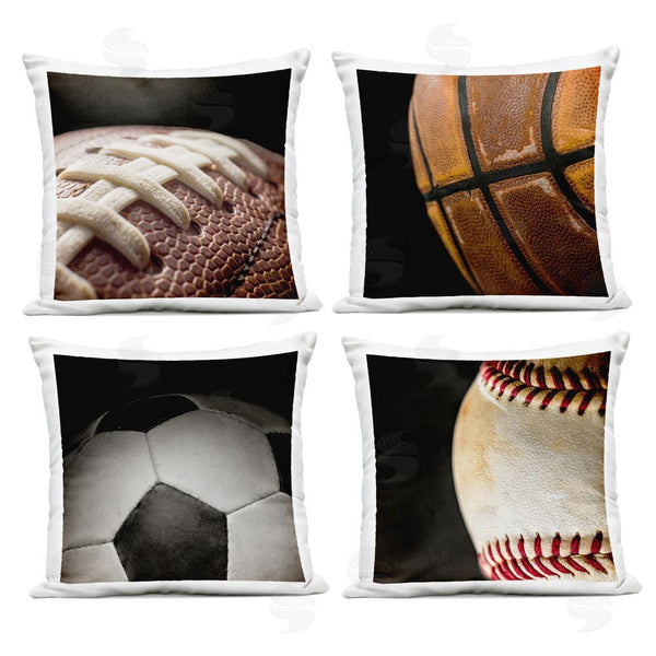 Stupell Industries Kim Allen | Team Sports Balls Closeups Printed Throw Pillow Set
