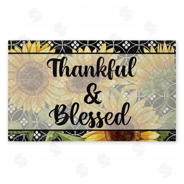 stupell industries Kim Allen | Thankful & Blessed Sunflowers Non-Woven Door Mat