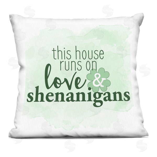 stupell industries Kim Allen | This House Love & Shenanigans Shamrock Printed Throw Pillow