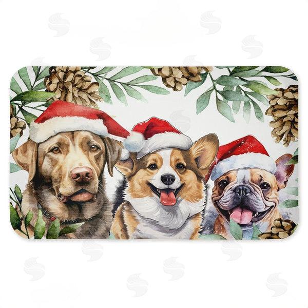 stupell industries Kim Allen | Three Christmas Hat Dogs Anti-Fatigue Mat