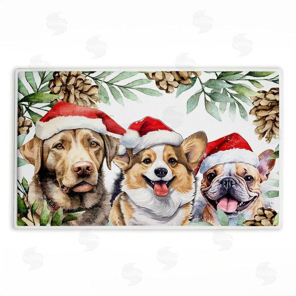 stupell industries Kim Allen | Three Christmas Hat Dogs Plush Bath Mat