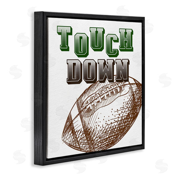 Stupell Industries Kim Allen | Touch Down Football Sports Ball Green Varsity Typography Wall Art