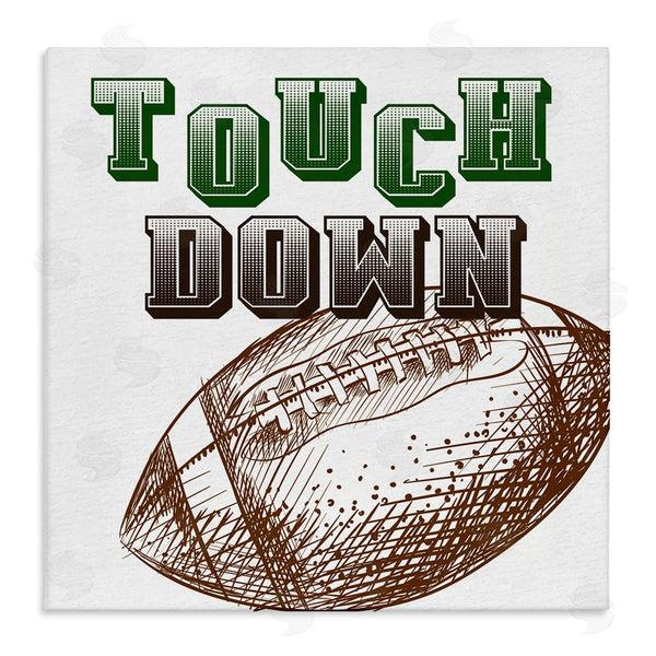 stupell industries Kim Allen | Touch Down Football Sports Ball Green Varsity Typography Wall Art