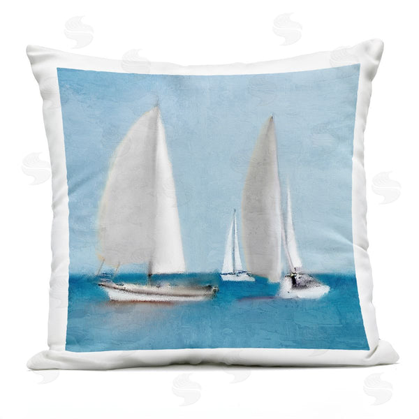 Stupell Industries Kim Allen | Tranquil Sailboats Floating Ocean Surface Scene Printed Throw Pillow