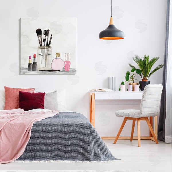 Stupell Industries Kim Allen | Trendy Makeup Brushes Polished Fashion Cosmetics Wall Art