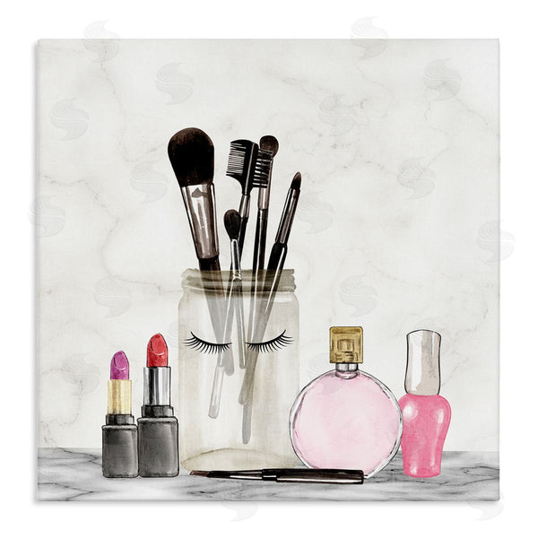 stupell industries Kim Allen | Trendy Makeup Brushes Polished Fashion Cosmetics Wall Art