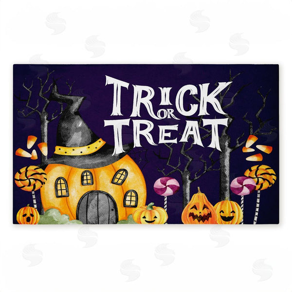 stupell industries Kim Allen | Trick Or Treat Pumpkin House Non-Woven Door Mat