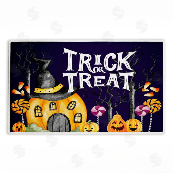 stupell industries Kim Allen | Trick Or Treat Pumpkin House Plush Bath Mat