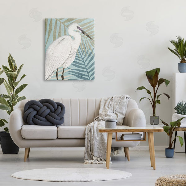 Stupell Industries Kim Allen | Tropical Egret Botanical Leaves Wall Art