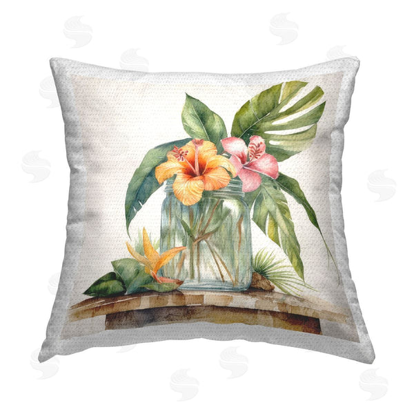 Stupell Industries Kim Allen | Tropical Floral Vase Printed Throw Pillow