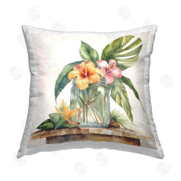 stupell industries Kim Allen | Tropical Floral Vase Printed Throw Pillow