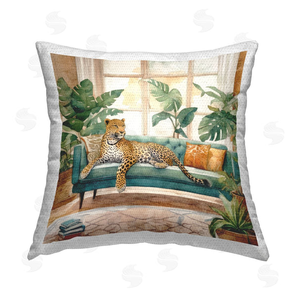 Stupell Industries Kim Allen | Tropical Florals Cheetah Printed Throw Pillow