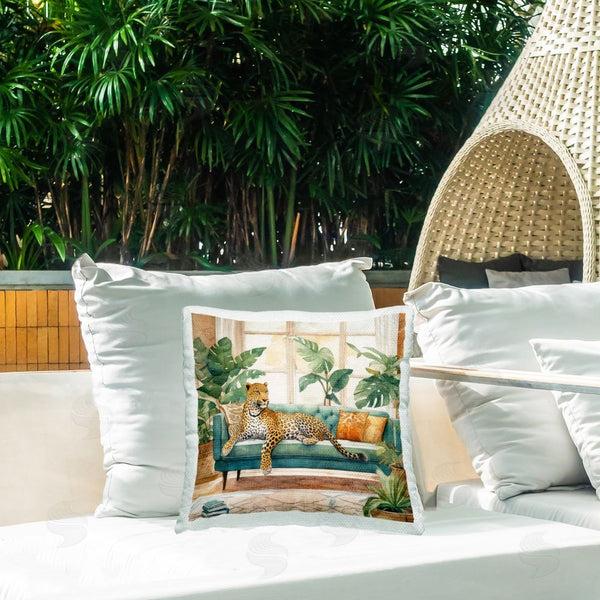 Stupell Industries Kim Allen | Tropical Florals Cheetah Printed Throw Pillow