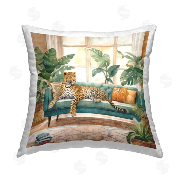 stupell industries Kim Allen | Tropical Florals Cheetah Printed Throw Pillow