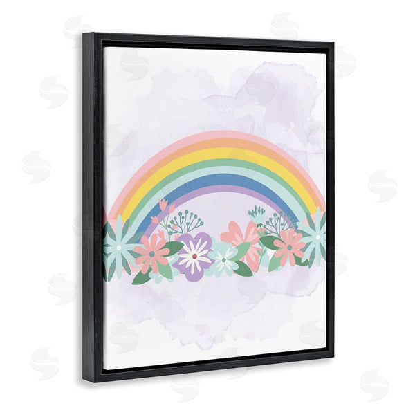 Stupell Industries Kim Allen | Tropical Florals Under Playful Rainbow Kids' Illustration Wall Art