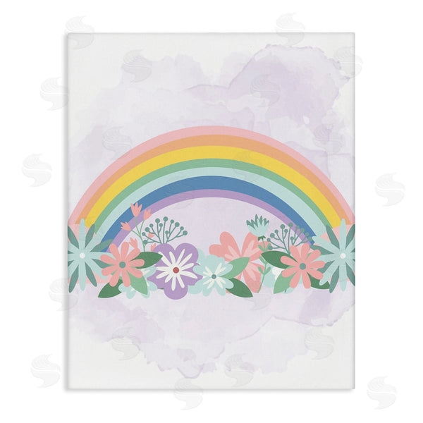 stupell industries Kim Allen | Tropical Florals under Playful Rainbow Kids' Illustration Wall Art