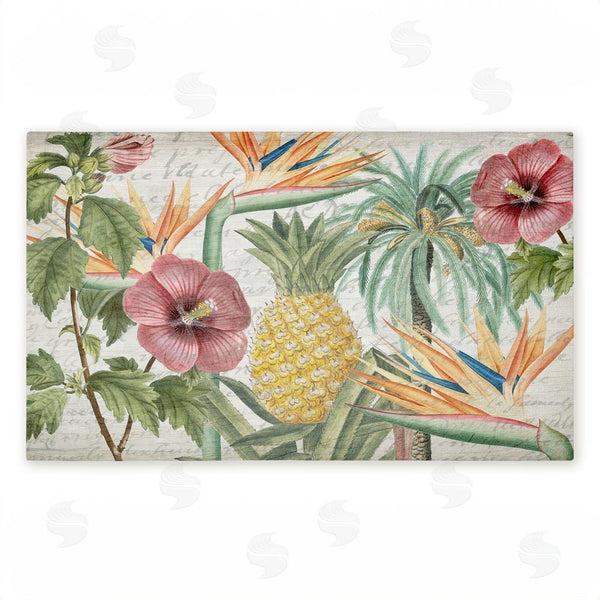 stupell industries Kim Allen | Tropical Flowers & Pineapple Non-Woven Door Mat