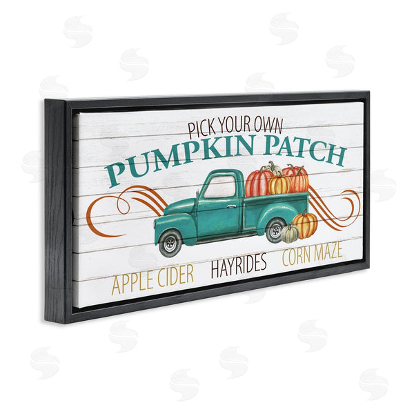 Stupell Industries Kim Allen | Turquoise Truck Autumn Harvest Pumpkin Patch Sign Wall Art