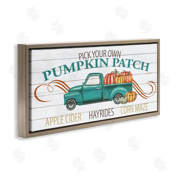 Stupell Industries Kim Allen | Turquoise Truck Autumn Harvest Pumpkin Patch Sign Wall Art