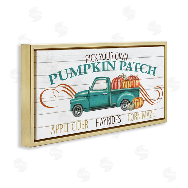 Stupell Industries Kim Allen | Turquoise Truck Autumn Harvest Pumpkin Patch Sign Wall Art