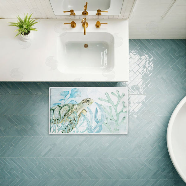 Stupell Industries Kim Allen | Turtle In The Sea Plush Bath Mat