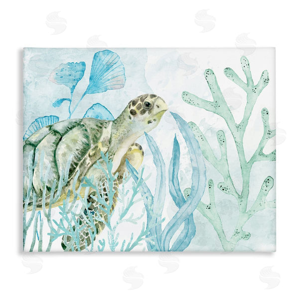stupell industries Kim Allen | Turtle in Watercolor Coral Wall Art