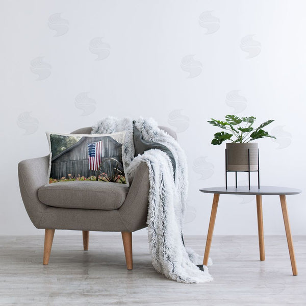 Stupell Industries Kim Allen | USA Wagon Wheel Barn Throw Pillow