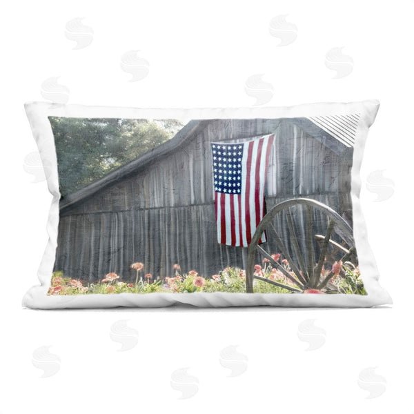 Stupell Industries Kim Allen | USA Wagon Wheel Barn Throw Pillow