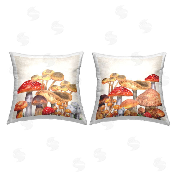stupell industries Kim Allen | Varied Forest Mushrooms Printed Throw Pillow Set
