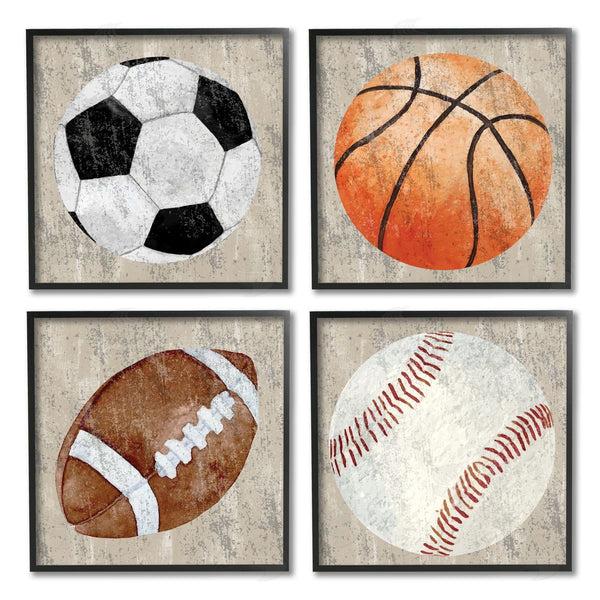 Stupell Industries Kim Allen | Various Rustic Sports Balls Wall Art